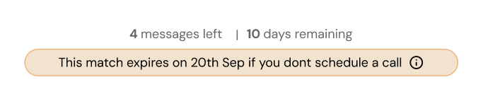 Match banner showing messages left and days remaining before the match archives
